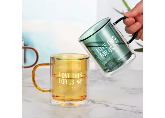 Double Glass Coffee Cups (2-Color Options Available - Sold as One Item Per Order)